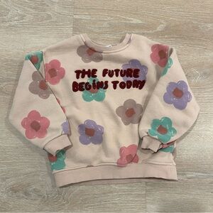 Zara Kids Floral Sweatshirt - Cream and Multicolor 3-4 yrs